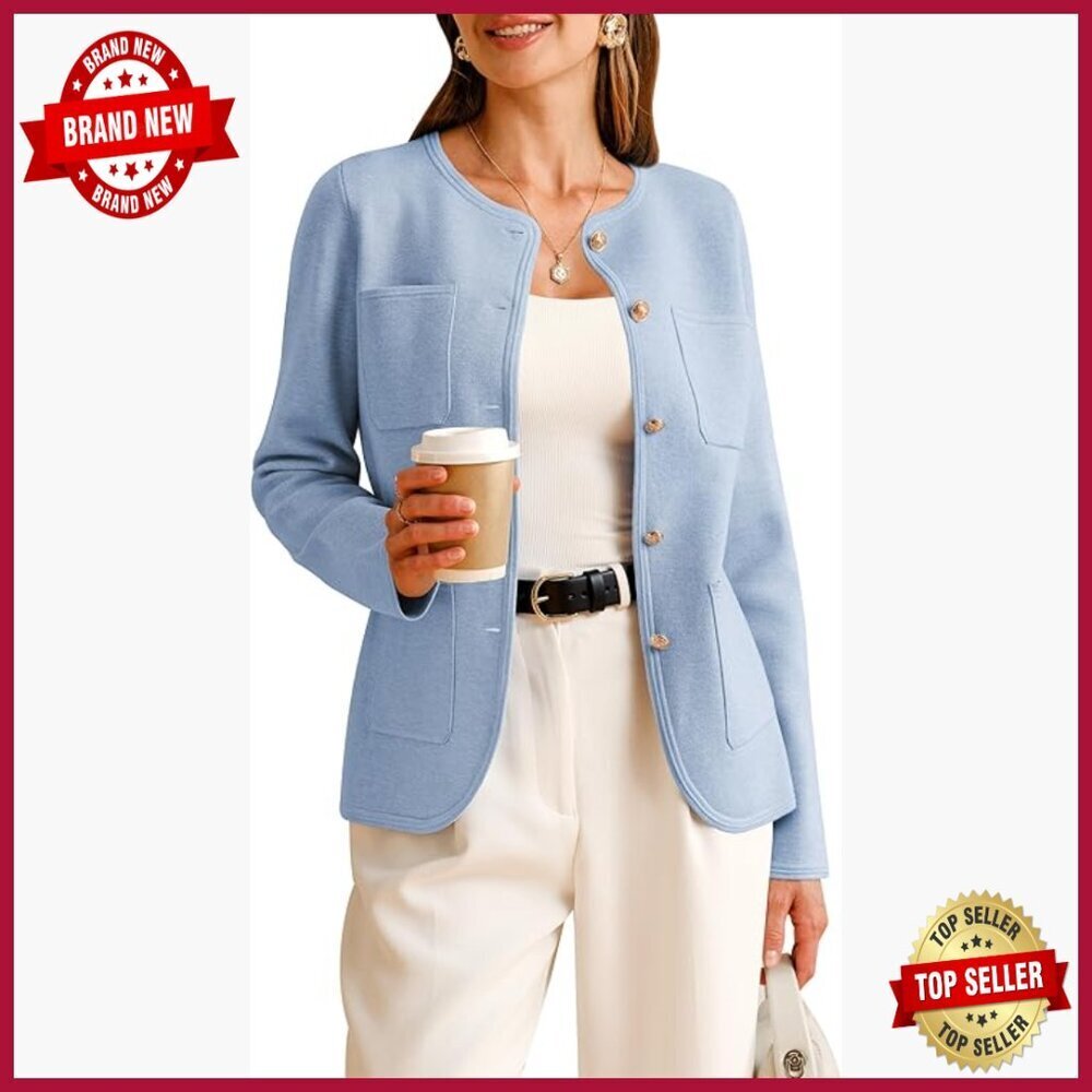 Wool Blend Blazer Jacket with Pockets Business Casual Regular Fit